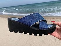 Шлепанцы Malibu W777 blue-silver в магазине Фонтан Обуви