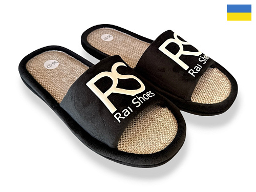 Тапочки Rai Shoes Шльопки RS чорний в магазине Фонтан Обуви