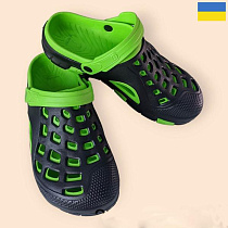 Кроксы Rai Shoes 308 чорний-салатовий в магазине Фонтан Обуви